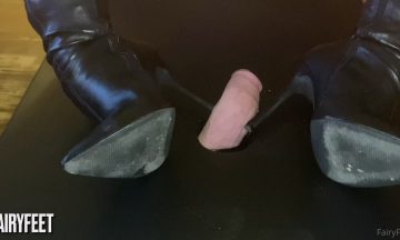 Trampling White Dick in Thigh High Leather Boots
